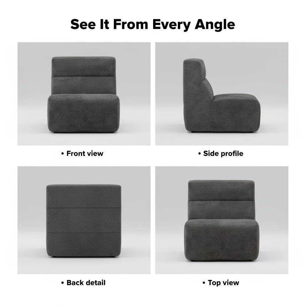 Bodenstuhl mit hochdichtem Schaumstoff Bodensessel Lazy Sofa einteiliger 35D Kern ergonomischer Meditationsstuhl Relaxsessel vielseitiger Bodensitz für Wohnzimmer Büro Schlafzimmer (Dunkelgrau)