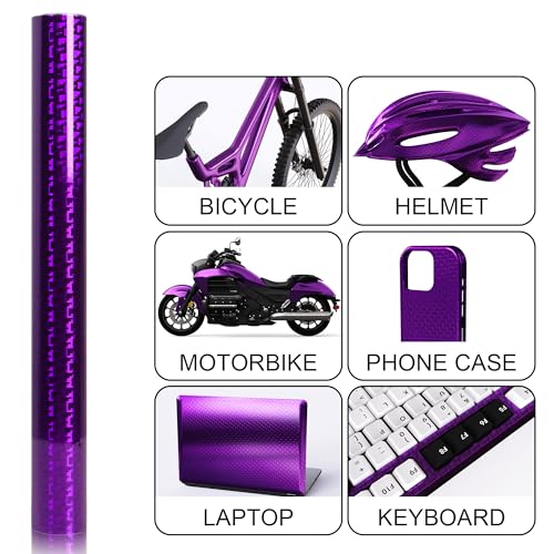 Image of Lypumso Plating Chrome Purple Vinyl Wrap Film, Mirror-Like Gloss Finish for Car, Motorcycle | Easy DIY Install & Air Release | Removable No Residue 1ft x 10ft