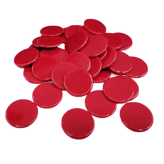 Foto 5 de 7 de Juego de 5 fichas de póquer de 100 piezas, color sólido, suministros de casino, juegos familiares, accs rojo