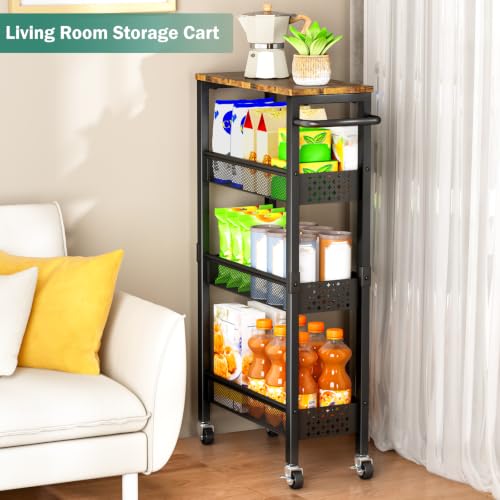 Vivihomety 4-Tier Slim Utility Rolling Laundry Cart - Image 6