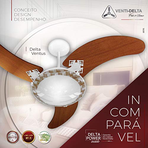 Venti-Delta Ventilador de Teto Ventus 3 Pás Padrão Mogno 127 V C3V, 423100, 130 W, Branco