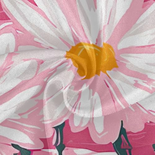 Wajiw 60 Inch Indoor Outdoor Round Tablecloth with Umbrella Hole and Zipper Waterproof Patio Table Cover for Camping Dining Room Party Outdoor Picnic,Pink Daisies