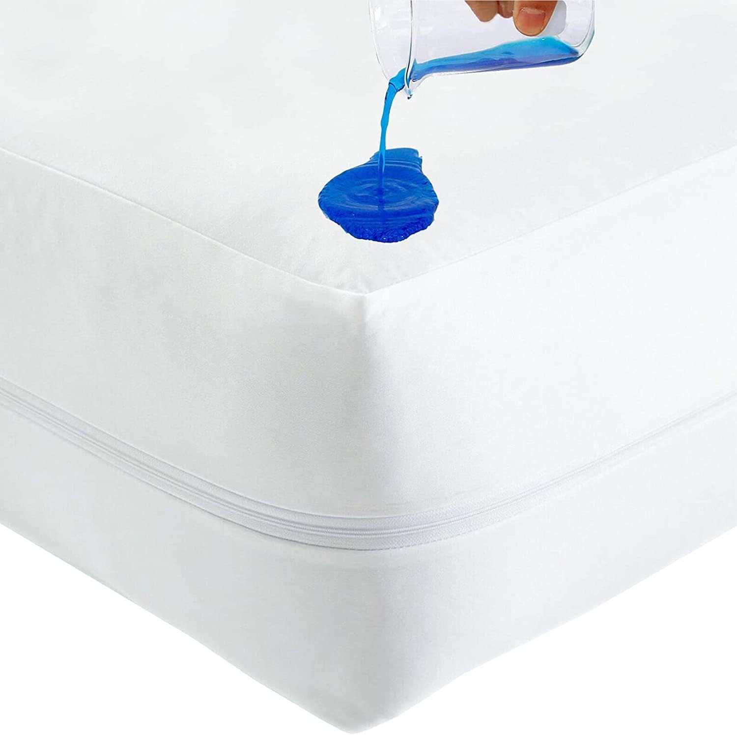 Coprimaterasso anti cimici, 100% impermeabile e traspirante, con cerniera su 3 lati, a prova di cimici e acari della polvere, rivestimento totale, adatto per letto singolo, matrimoniale, king e super