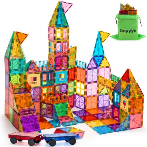 Dopyye 132 PCS Magnetic Tiles Building Blocks with 2 Cars