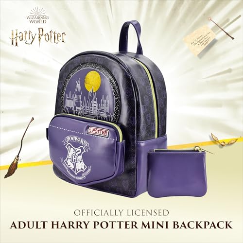 Harry Potter Mini Backpack with Coin Purse, Hogwarts Artifacts Design Small Travel Bag for Men and Women, Multi, 10 Inch by Harry Potter - Image 2