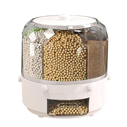 Dispensador De Alimentos Giratorio De Rejilla, Dispensador De Cereales Giratorio Transparente, Cubo De Arroz De Rejilla Giratoria, Cubo De Almacenamiento De Alimentos De Rejilla Para Cocina Doméstica