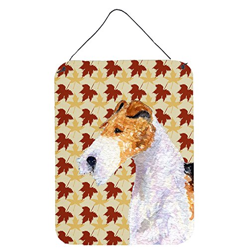 Caroline's Treasures SS4378DS1216 Fox Terrier Fall Leaves Portrait Wall or Door Hanging Prints Aluminum Metal Sign Kitchen Wall Bar Bathroom Plaque Home Decor Front Door Plaque, 12x16, Multicolor