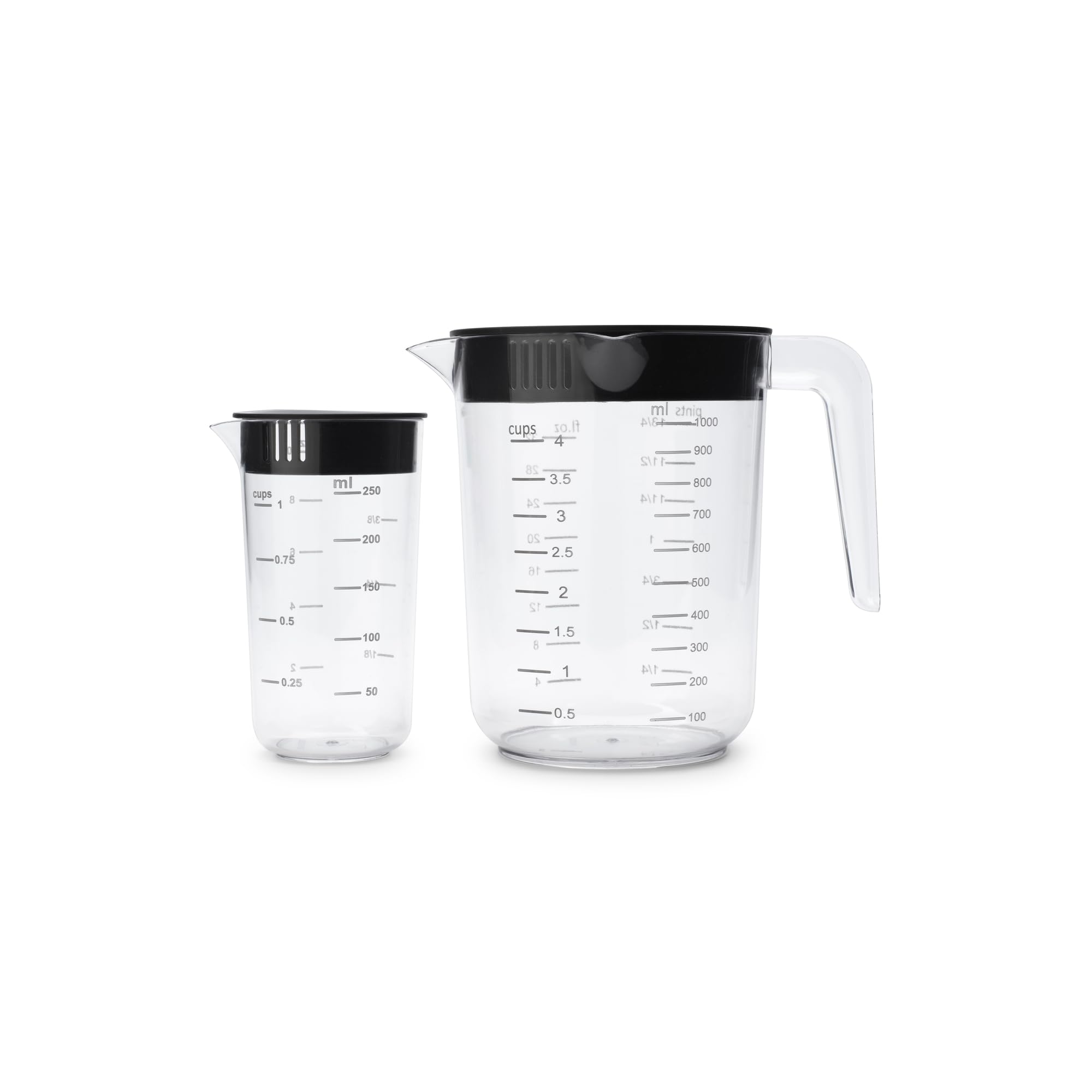 Brabantia Tasty+ Measuring Jug Set - 2 Piece - 1L & 250ml - Transparent Plastic
