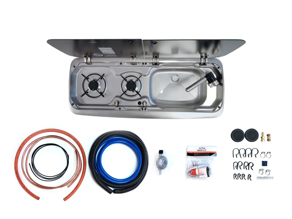 Clearcut -Smev 9222 Right Hand Sink with Hob - Standard Camping Gas Installation Kit - Campervan and Motorhome