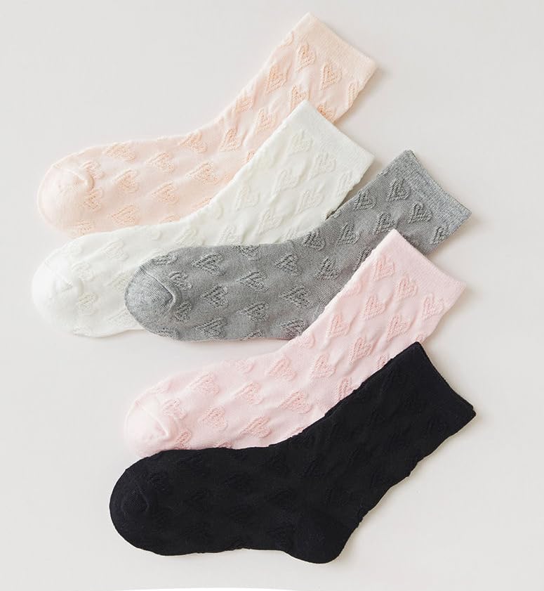 Toptim Kids Girls' Socks Retro Stripes Hearts Cute Cotton Casual Dress4