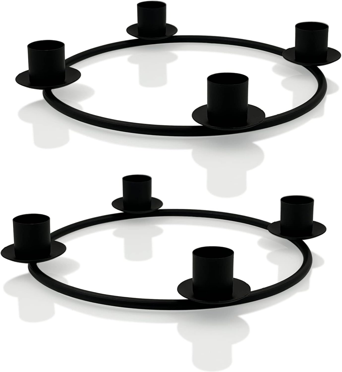 SHMILMH Advent Wreath Ring, Black Candlestick Holder Christmas Wreath Ring for
