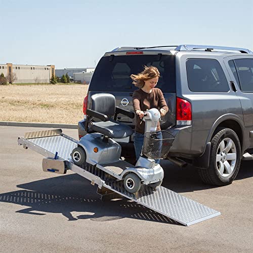Tilt-A-Rack Premium Aluminum Scooter and Wheelchair Carrier, 350 lb. Weight Capacity, Platform Measures 52" L x 27-5/8" W, Integrated Hitch Adapter for Class III or IV 2" Hitches