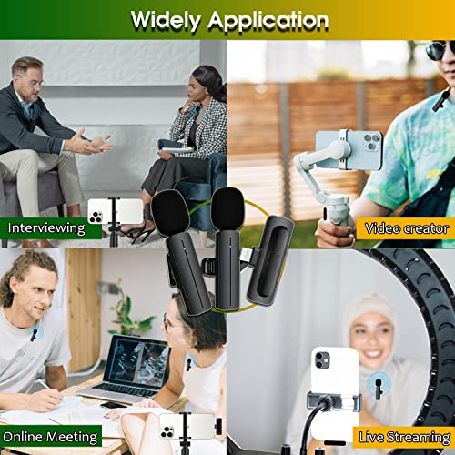 2 Pack Wireless Mini Lavalier Lapel Microphone For Iphone,Ipad - Cordless Double Mics Plug And Pick-Up 2.4G Ultra-Low Delay Built-In Noise Reduction Chip 5H Working Time For Two-Person Creator #TOP6