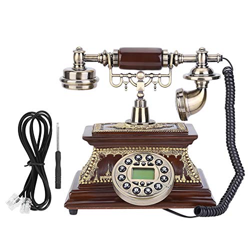 Retro Vintage ID Telephone Desktop Caller ID Display FSK DTMF Compatibility Electronic Desk Calendar Date Time Display for Home Office Hotel Resin Metal 25 x 22 x 26cm