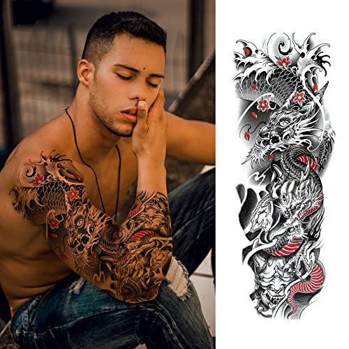 Punktum Temporary Tattoos For Men And Teens 12 Sheets (L19“Xw7”), Full Arm Temporary Tattoos For Halloween Realistic Sleeve Tattoos Waterproof And Long Lasting #TOP4