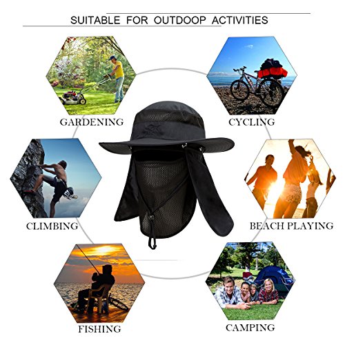 Yr.lover Outdoor Uv Sun Protection Wide Brim Fishing Cap With Removable Flap #TOP5