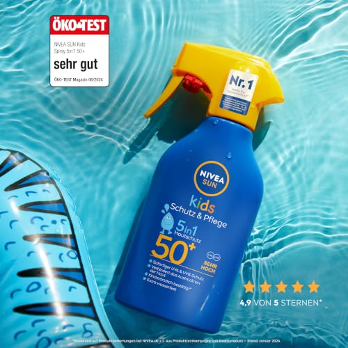 NIVEA SUN Kids Schutz & Pflege 5in1 Hautschutz LSF 50+ Sonnencreme (250 ml), hoher Sonnenschutz mit Bio-Mandelöl… – Ansicht 4