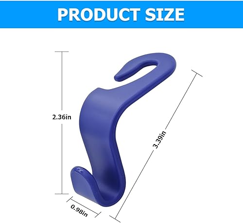 Miniatura 3 de 4 piezas de ganchos para reposacabezas del asiento trasero del coche, ganchos organizadores para colgar y guardar en el reposacabezas, accesorios