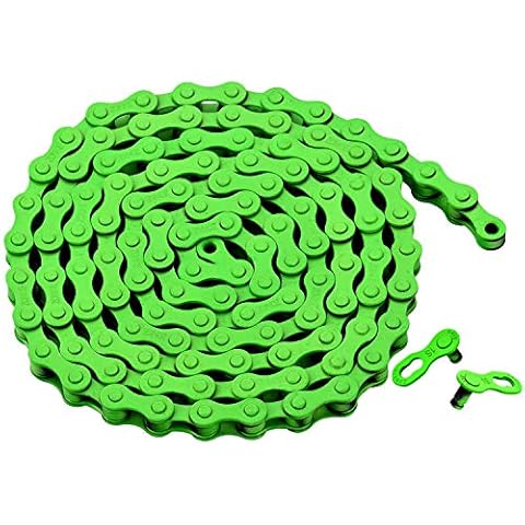 zonkie Single-Speed Bicycle Chain 1/2 x 1/8 Inch 116 Links (Green, 1/2" ×1/8" 116 links) Cover