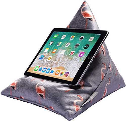 Izabela Peters Luxurious Bean Bag Cushion Tablet Stand for iPad, Kindle, Phone - Fox - Graphite - Shimmer Velvet - Range of Designs & Colours