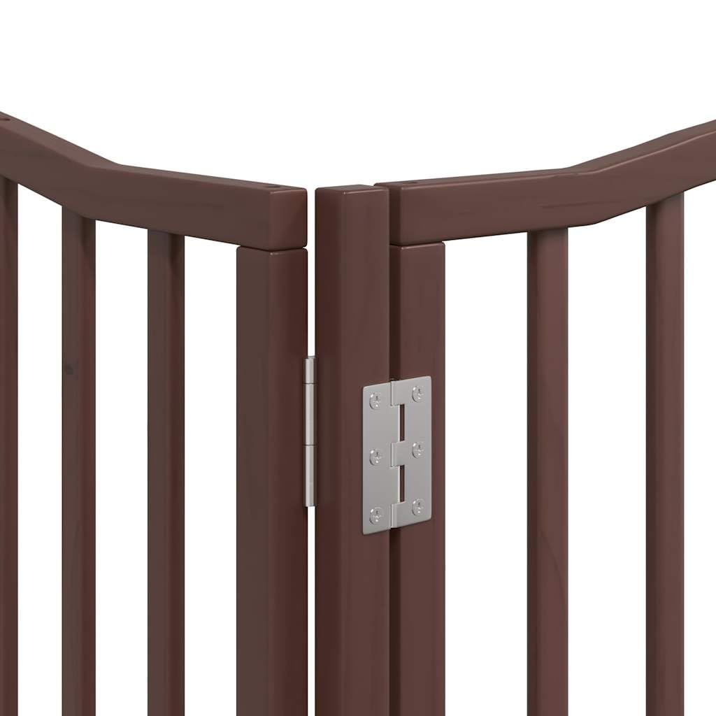 Homgoday Barrera para Perros,Barrera de Seguridad para Perros Mascotas,Puerta Seguridad Perros Puerta de Perros Plegable 6 Paneles Madera álamo marrón 480 cm