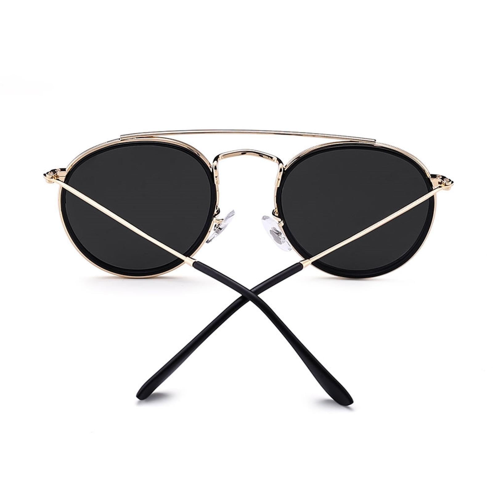 Gafas de sol con protección UV400 | Redondas para hombre y mujer con montura de doble puente | Lentes color caramelo para deportes al aire libre y conducción