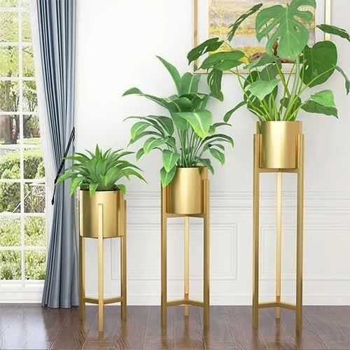 A D Metal Floor Flower Stand Tall Indoor Plant Stand with Planter Pot (Gold) - Set of 3 Metal Indoor Flower Pot Stan (B0CFF5595Q) Amazon Price History, Amazon Price Tracker