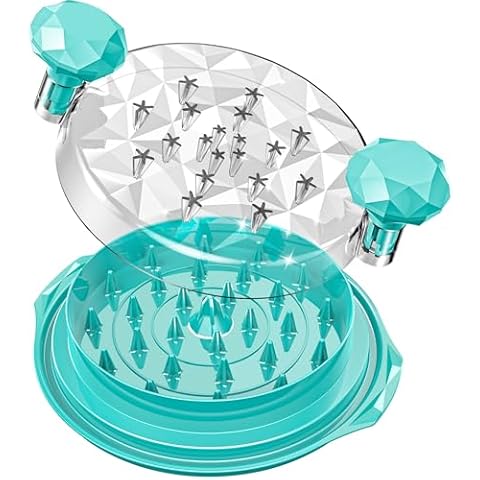Chicken Shredder Tool Twist Anti-Slip Chicken Shredder Large Ergonomic Handle Meat Shredder Dishwasher-safe Transparent Lid BPA Free Save Time Chicken Breast Shredder with Brush Blue Cover