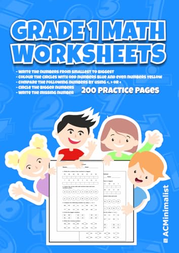 Grade 1 Math Worksheets. 1st Grade Comparing Numbers and Ordering. 200 Practice Pages: Comparing Numbers, Ordering Numbers, Missing Numbers, Odd and Even Numbers, Identify Bigger Numbers