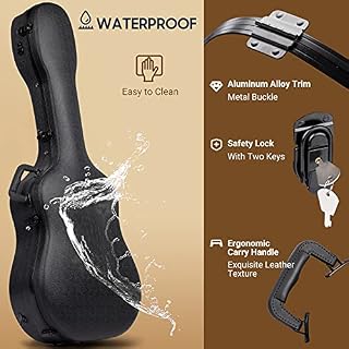 CAHAYA Étui pour Guitare Acoustique Etui de Guitare Noir Étui Rigide étanche en ABS Rembourrage de 1,5 cm d’épaisseur… - Les Beatles, Paul McCartney, John Lennon, RIngo Starr, George Harrison CAHAYA Étui pour Guitare Acoustique Etui de Guitare Noir Étui Rigide étanche en ABS Rembourrage de 1,5 cm d'épaisseur… – Image 4
