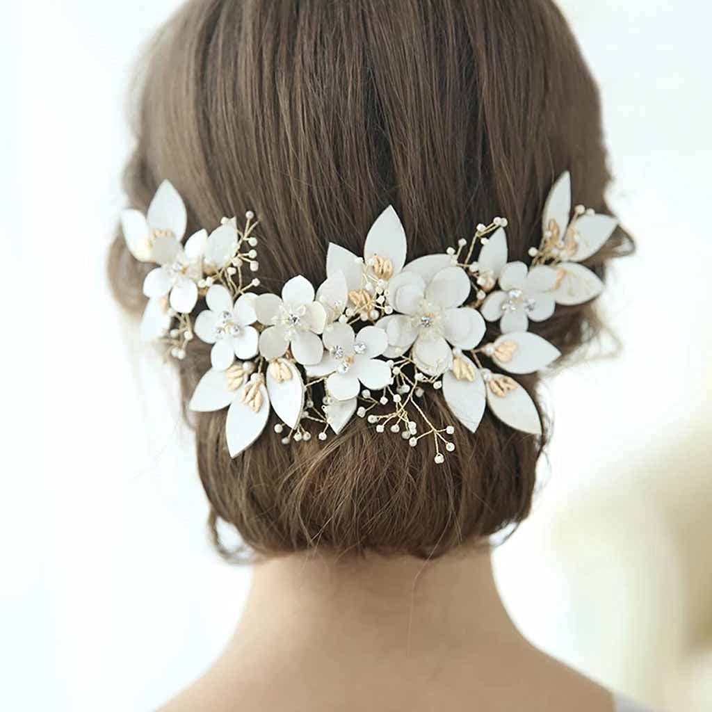 Flor de novia crown clip para peinados de boda en exteriores y banquetes 1