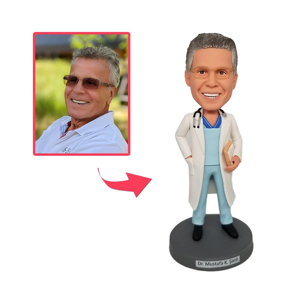 Statuetta Bobbleheads completamente personalizzata, scultura in polimero di alta qualità, regalo personalizzato per uomo, medico, amico, regalo fatto a mano per compleanno, Capodanno, San