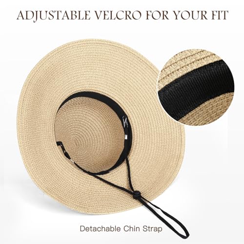 Image of Beach Sun Hats for Women, Straw Hat for Women, Womens Sun Hat UPF 50+ UV Protection, Summer Hats Packable Foldable