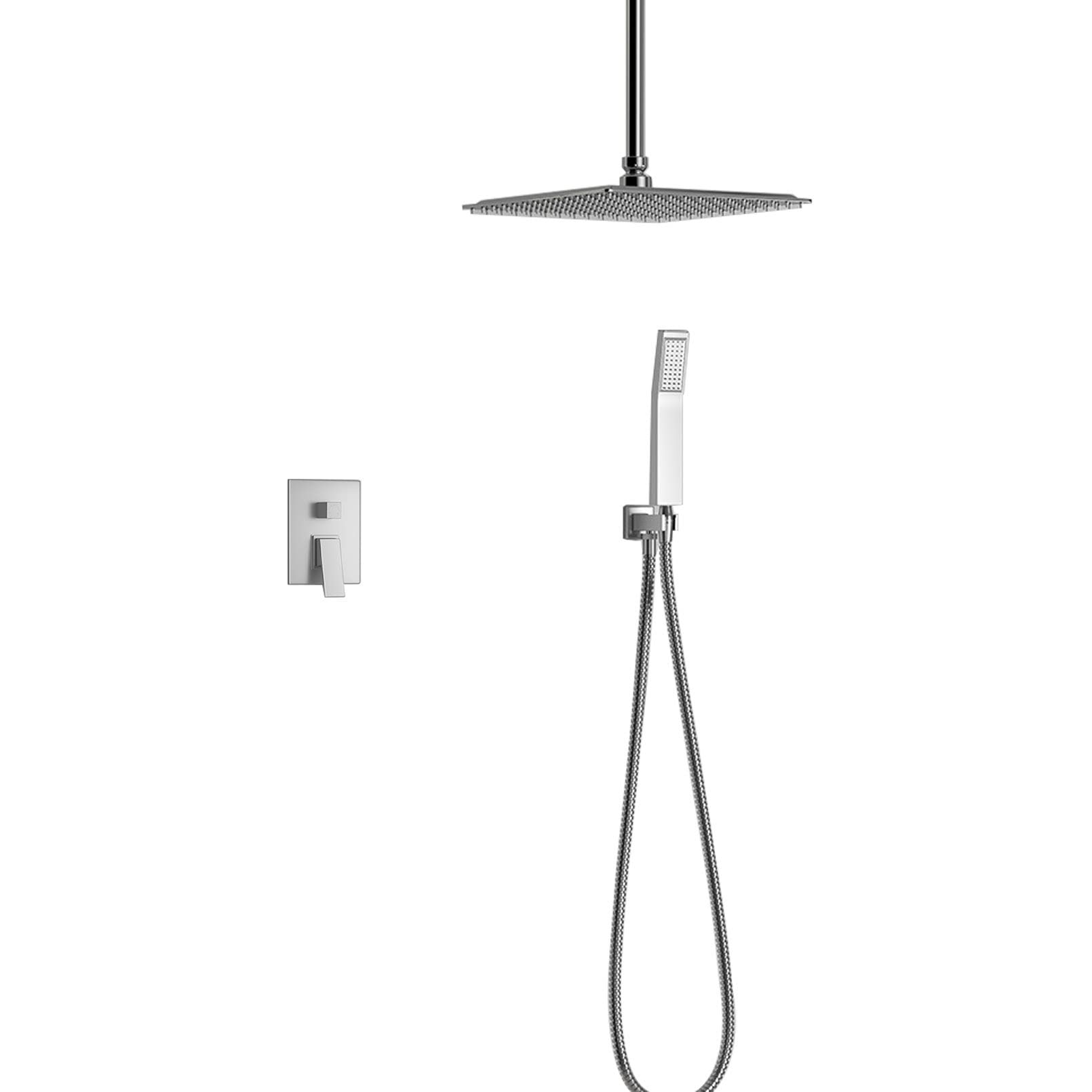 Combo de cabezal de ducha de lluvia de alta presión, de acero inoxidable de 12 pulgadas y ducha de mano con potente pulverizador, manguera larga, acabado cromado para una experiencia de baño lujosa