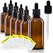 Oputec 10 x 100 ml Pipettenflasche mit Glaspipette + 10 Beschriftungs-Etiketten - Apothekerflaschen mit Pipette für Flüssigkeiten - Braunglasflasche Fläschchen Abfüllflasche Tropfflaschen