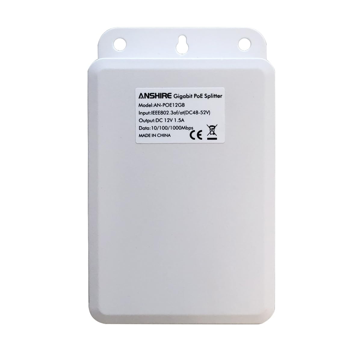 Gigabit Waterproof PoE Splitter Converter, 48V to 12V DC Output, IEEE 802.3af/at Compliant, 10/100/1000Mbps, Plug 5.5mm x 2.1mm, for IP Camera, WiFi Node, AP, IP Phone and More, White