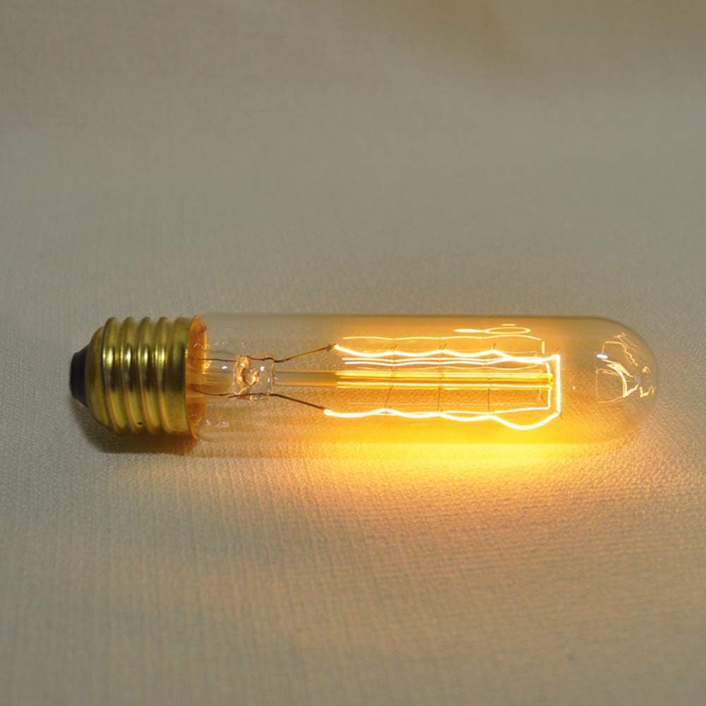 Vintage Edison Light Bulbs, E26 40W T10 Tubular Light, Nostalgic Tungsten Filament Incandescent Antique Bulb for Home and Commercial Light Fixtures, 6 Pack