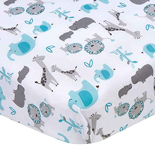 Image of Gerber Baby Boys Girls Neutral Newborn Infant Baby Toddler Nursery 100% Cotton Fitted Bedding Crib Sheet, Safari White, 28 inch x 52 inch