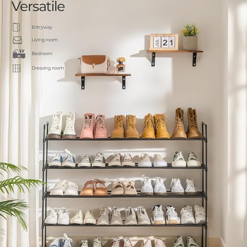 Image of Lukzer 5 Tier Large Metal Shoe Rack | Space-Saving Footwear Organizer for Entryway, Living Room | Ideal for Shoes, Boots, Slippers & Sneakers | Durable Storage Solution (Black /90 x 88.5 x 29.5 cm)