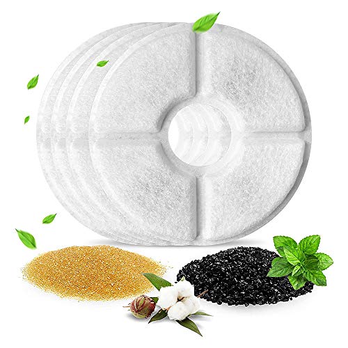 pedy Cat Water Fountain Filter 4 Pack, Ion Exchange Resin & Active Carbon Triple Filtration System Replacement Pet Fountain Filter