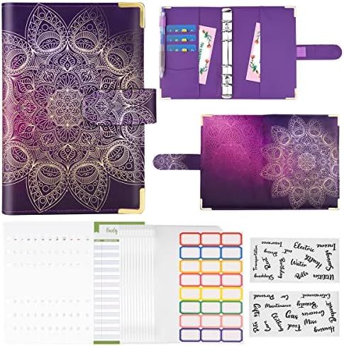 A6 Budget Binder, Budget Binder with Zipper Envelopes, Budget Planner with Cash Envelopes for budgeting, Premium PU Leather Money Organizer for Cash Bill Storage