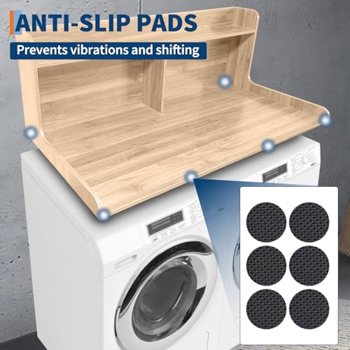 GarveeHome 2-Tier Washer Dryer Countertop, Wood Laundry Countertop with 2.75" H Edge Rails, Waterproof Washer Dryer Cover with Anti-Slip Pads for Laundry Room Organization and Storage