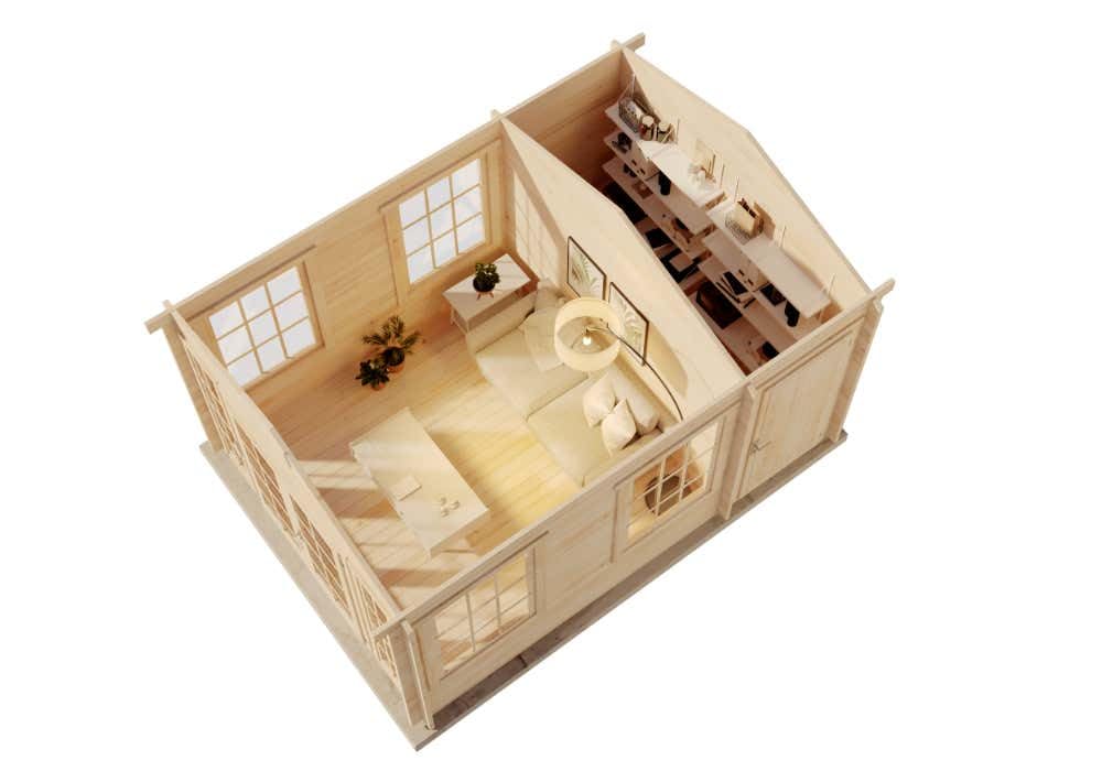 Alpholz Gartenhaus Kim Gartenhaus aus Holz, Holzhaus mit 40 mm Wandstärke, Blockbohlenhaus mit Montagematerial