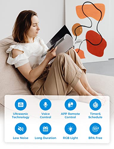 Meross Smart Wifi Essential Oil Diffuser Works With Apple Homekit & Alexa, Ultrasonic Aromatherapy Diffuser & Mist Humidifier With Voice & App Remote Control, Schedule & Timer, Rgb Light #TOP6