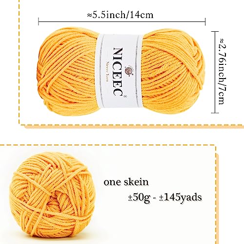 Image of NICEEC 300g Soft Assorted Colors Yarn - Sport Weight,100% Acrylic, 4 Ply, Bonbons Yarn for Crochet & Knit, DIY Project Starter Kit for Kids or Adults(Total 870yds) - Series 14