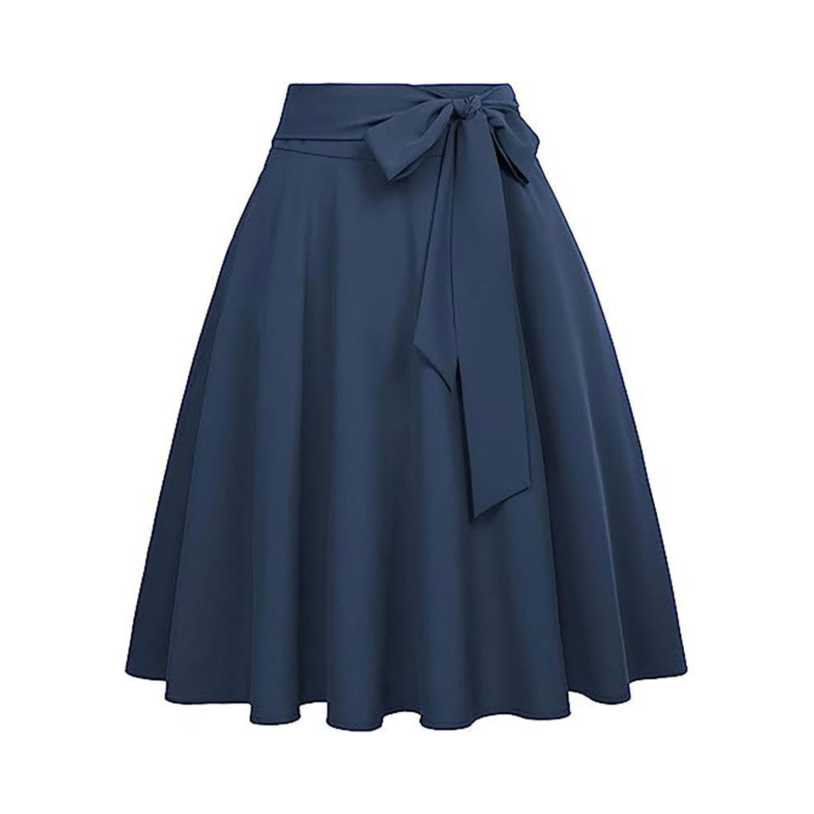 Jupe trapèze Taille Haute avec Poches pour Femmes, Jupe trapèze mi-Mollet de Couleur Unie, Jupe décontractée mi-Longue avec Poche