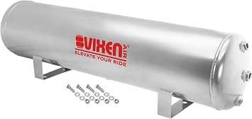 Vixen Air 5 Gallon 18 Liter 9 Ports Suspension/Air Ride/Bag/Train Horn Air Tank 200 PSI Silver VXT5200G