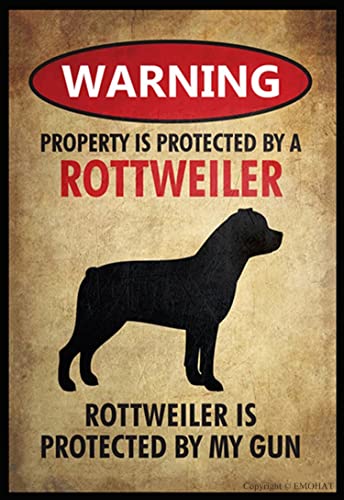 EMOHAT Warning Rottweiler Vintage Retro Metal Sign Wall Art Decor...