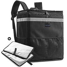 cherrboll L Insulated Pizza Delivery Backpack, Thermal Food Delivery Bag with 2 Dividers, Reusable Cooler Backpack for Bicycle Transport