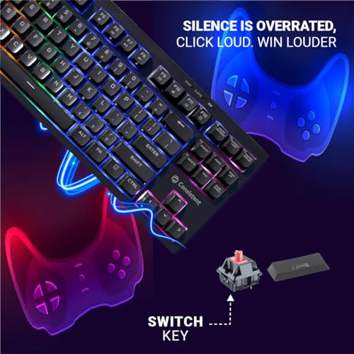 Image of Consistent Paradox Gaming Wired Keyboard, USB Connection | Windows Lock Key | Multimedia Shortcuts with 87 Keys | 19 Anti-Ghosting Keys
